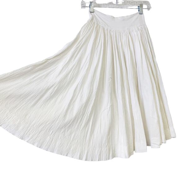 Vintage White Bark Crepe High Waist Gathered Skirt - Picture 3 of 7